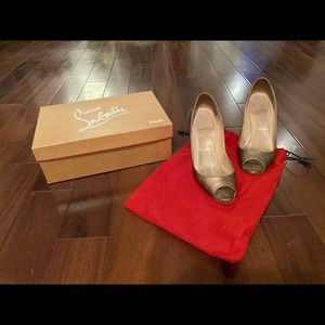 Christian Louboutin Bronze Pave Peep Toe Pump